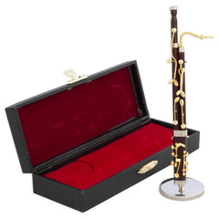 Decorative Miniature Wooden  - Red Bassoon With Metallic Support & Case