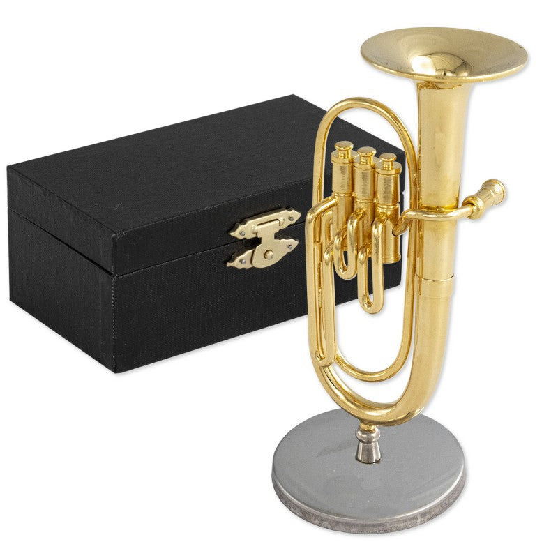 Decorative Metallic Miniature - Trombone With Metallic Support & case