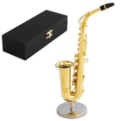 Decorative Metallic Miniature - Saxophone With Metallic Support & case