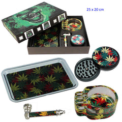 KIT SET BOX WITH TRAY, ASHTRAY, PIPE, GRINDER Ø 55 MM.