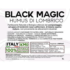 BLACK MAGIC - BIO WORM HUMUS - MADE IN ITALY - 5L  🌱