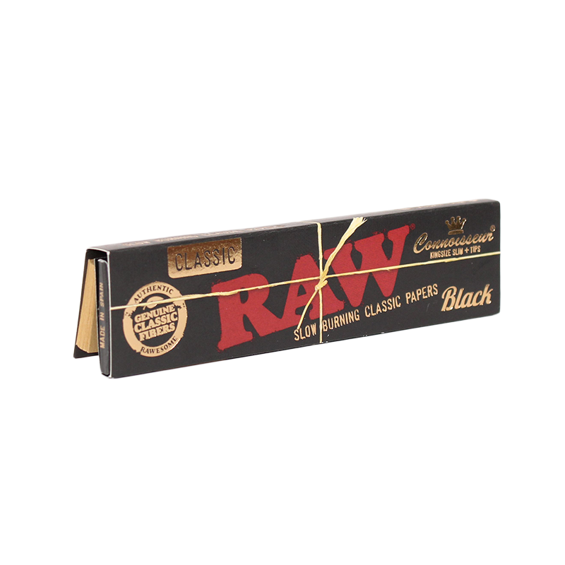 RAW CLASSIC PAPERS Black Connoisseur King Size Slim +Tips