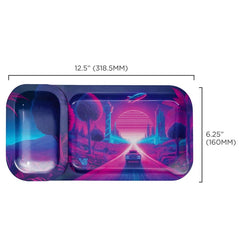 V-Syndicate Duotray Afterglow Metal Rolling Tray with Removable Stash Tray 32x16cm