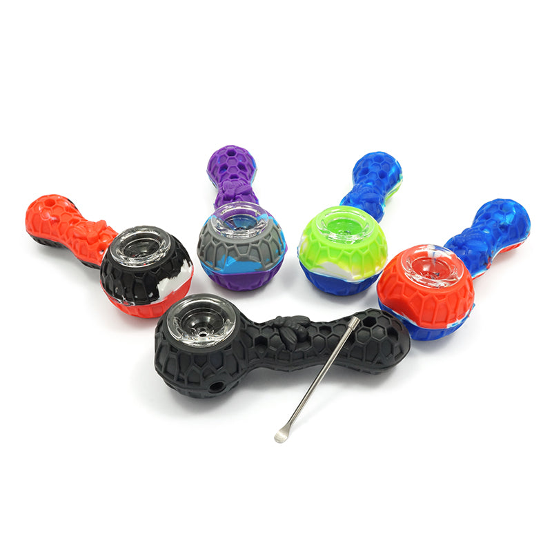 PIPA DE SILICONA HONEYCOMB CON DABBER INOXIDABLE Y BOL DE VIDRIO BHO