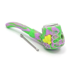 PIPA DE SILICONA SHERLOCK'S HONEY CON PLATO DE VIDRIO Y DABBER DE ACERO INOXIDABLE BHO