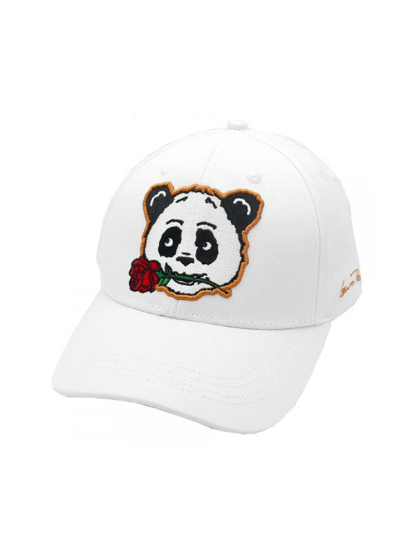 Panda Rose Strapback Hat - White