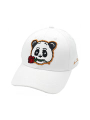 Panda Rose Strapback Hat - White