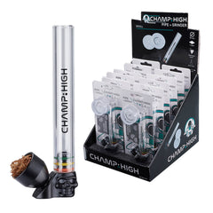 Champ High Clear Glass Skull Pipe with Grinder and Screens